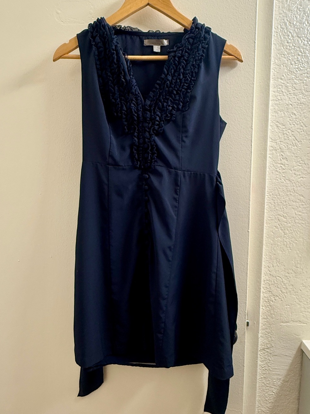 Forever 21 Navy Ruffle V-Neck Mini Dress